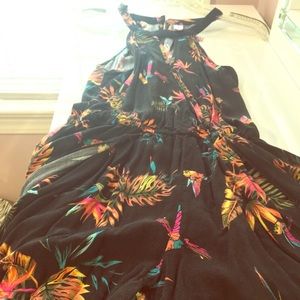 Floral print romper with skirt attached